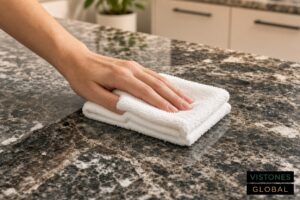 Lau mặt đá tự nhiên bằng khăn mềm