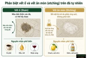 Phân biệt vết ố và vết ăn mòn trên mặt đá