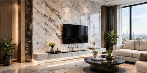 Đá Marble ốp tường với đường vân tự nhiên