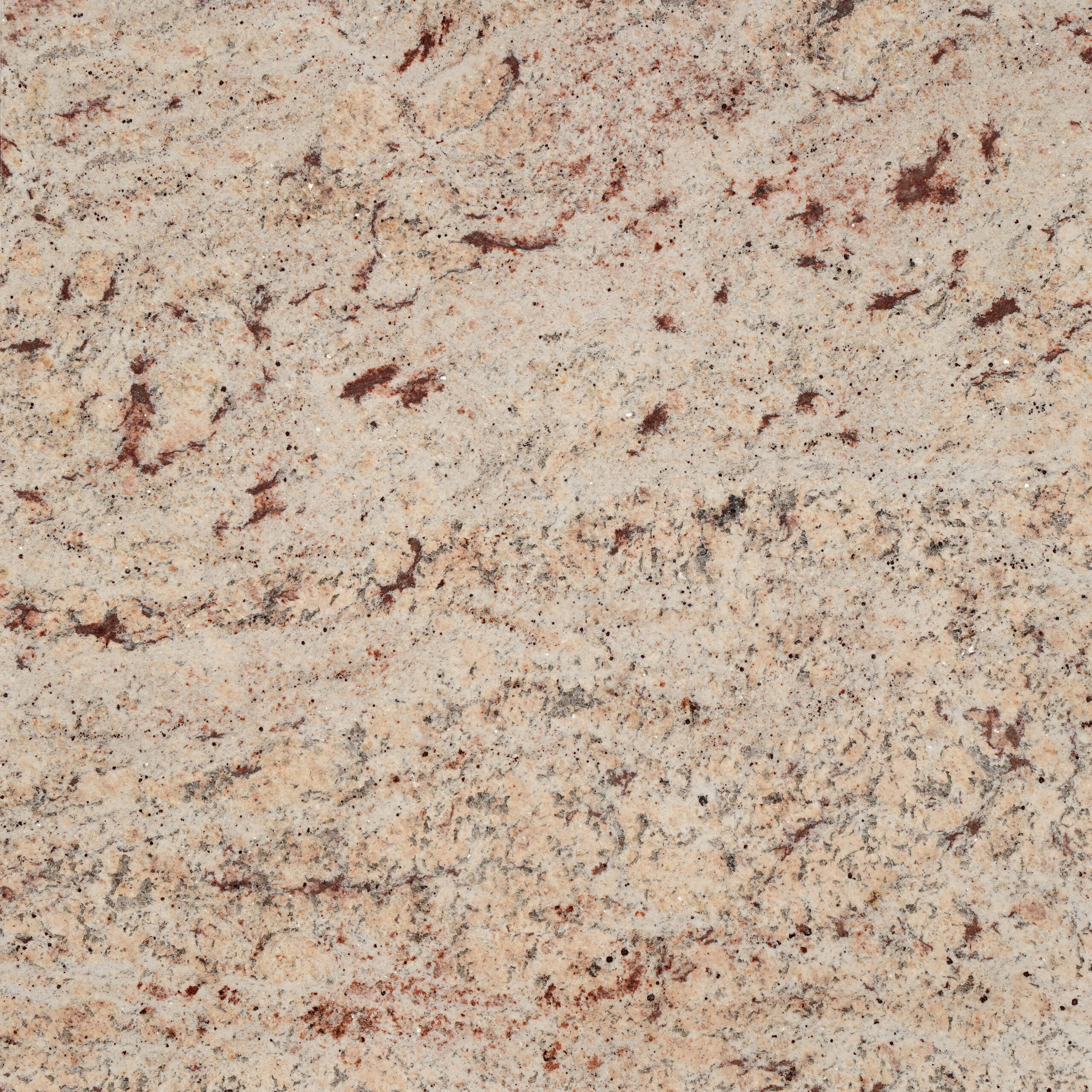 Ivory Brown nền hồng: be hồng phấn, mảng nâu đỏ và hạt khoáng li ti, lãng mạn ấm áp. Hợp mặt bếp, bàn đảo, ốp tường. Vistones Global.