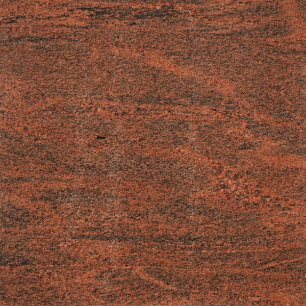 Red Multi Colour mài bóng: nền đỏ cam rực rỡ, mảng nâu sẫm và đen than, bóng gương. Mạnh mẽ cho mặt bếp, sảnh, ốp tường. Vistones Global.